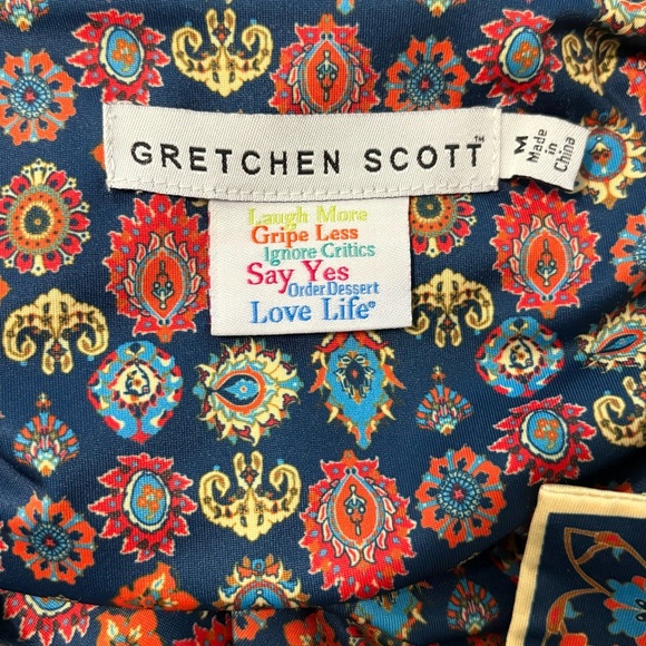 Gretchen Scott Split Neck Tunic Top Magic Carpet Floral Jersey Size Medium - Picture 5 of 7